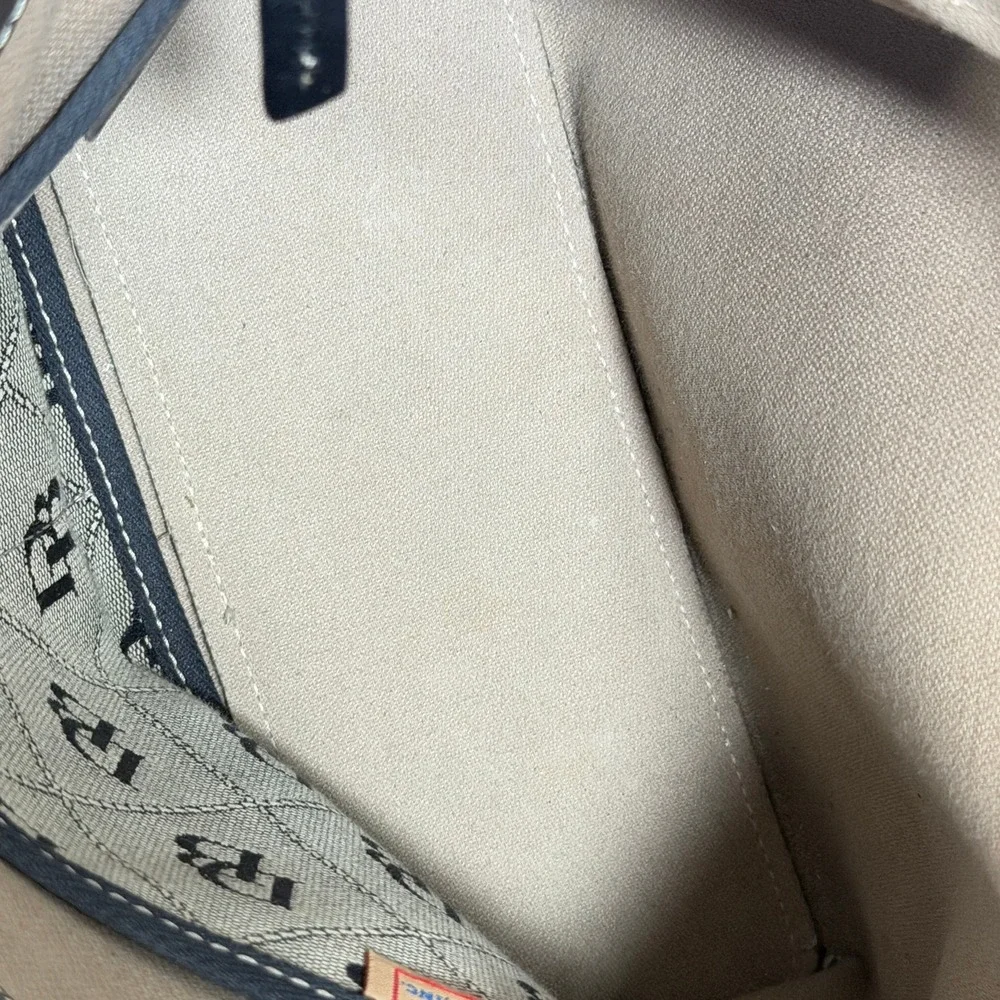 Dooney Bourke DB Signature Canvas Shoulder Tote Bag Black Leather Trim